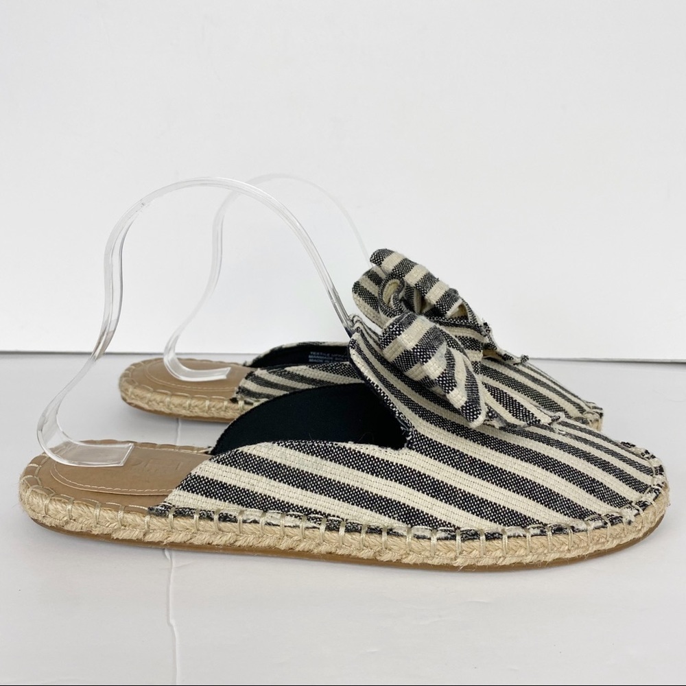 LOFT Canvas Stripe Bow Espadrille Mule Slip-On Shoes Size 10 - Picture 3 of 12